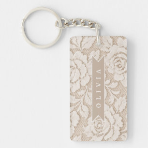 Porte-clefs Dentelle d'ivoire personnalisée Élégante Mariée Vi