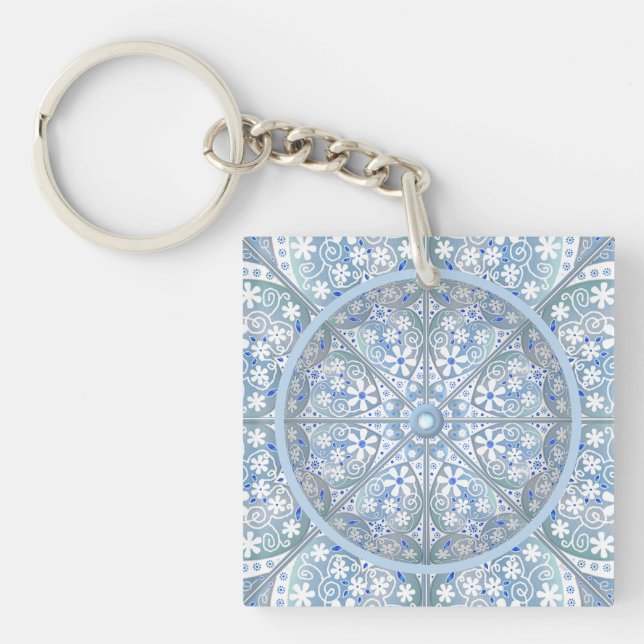 Porte-clefs Dentelle en céramique bleu clair (Devant)