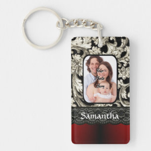 Porte-clefs Dentelle noire et damas