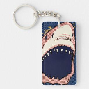 Porte-clefs Dents de requin en demi-teintes Pop Art Panneau de