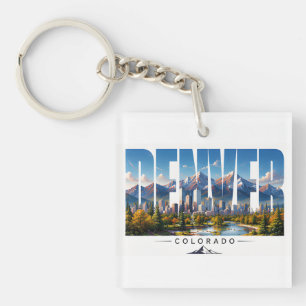 Porte-clefs Denver Colorado ligne d'horizon Montagne Rocheuse 