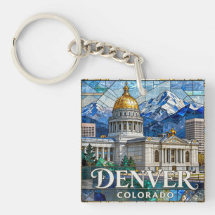 Porte-clefs Denver Colorado Skyline et Montagnes 🏔️