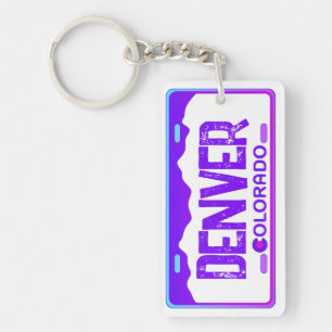 Porte-clefs Denver Colorado violet plaque d'immatriculation po