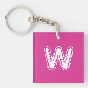 Porte-clefs Déplaisant Monogramme blanc sur rose