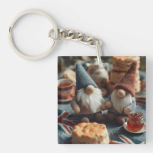 Porte-clefs Des Gnomes Patriotiques Appréciant Le Thé Anglais