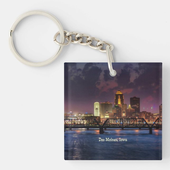 Porte-clefs Des Moines, Iowa, paysage urbain (Devant)