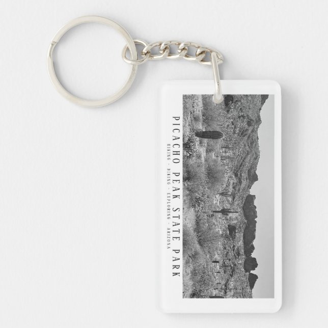 Porte-clefs Désert de l'Arizona noir et blanc Customisé (Devant)