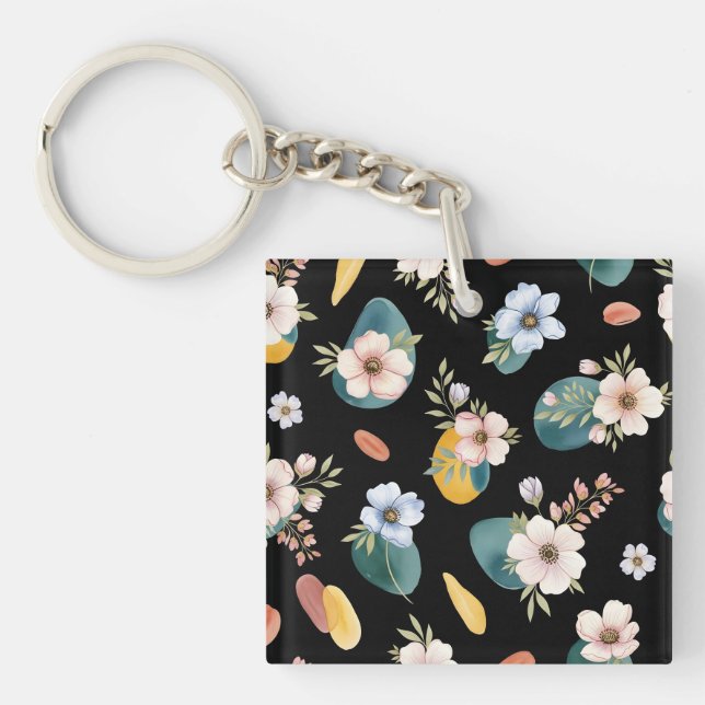 Porte-clefs Design Abstrait Floral sans joint (Devant)
