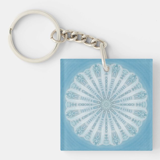 Porte-clefs Design boho bleu et turquoise moderne (Devant)