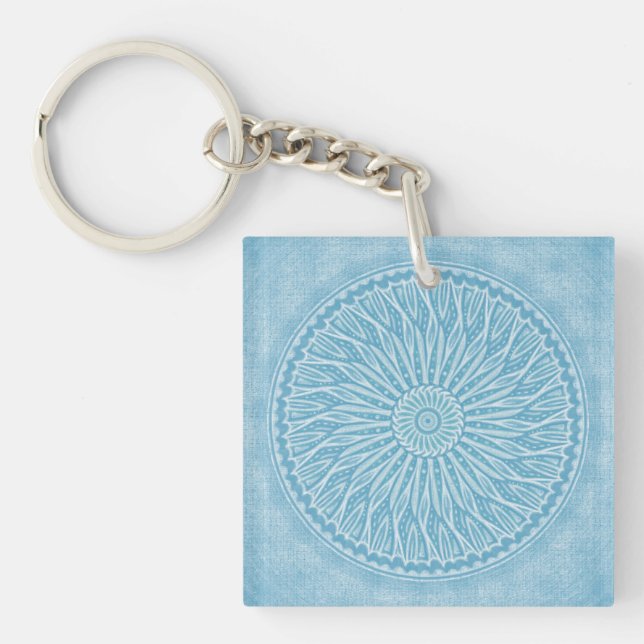 Porte-clefs Design boho bleu et turquoise moderne (Devant)