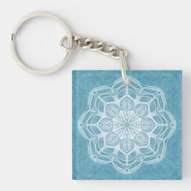 Porte-clefs Design boho bleu et turquoise moderne (Devant)