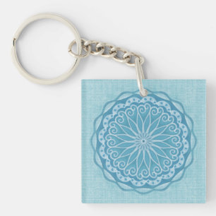 Porte-clefs Design boho bleu et turquoise moderne