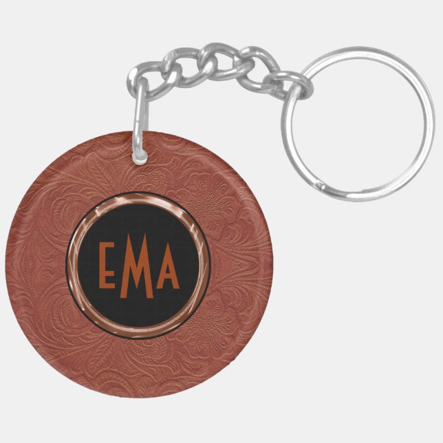 Porte-clefs Design Brown en cuir en daim (Dos gauche)