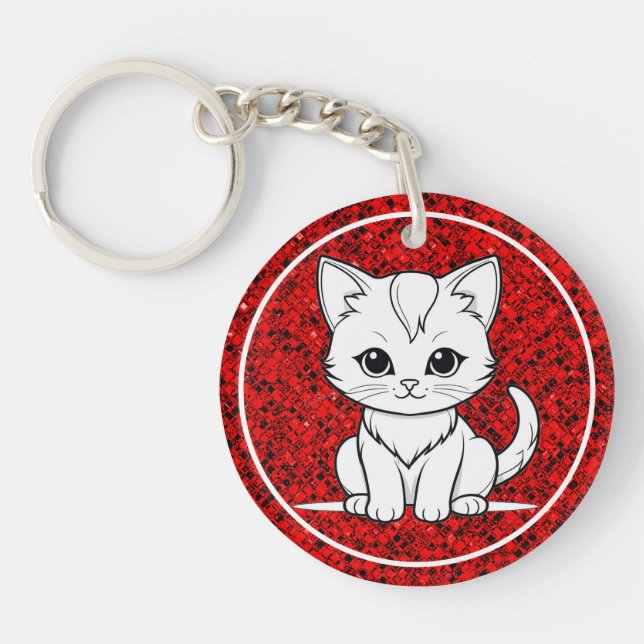 Porte-clefs Design d'art Stylisé Cat Kitten Line-52315 (Devant)