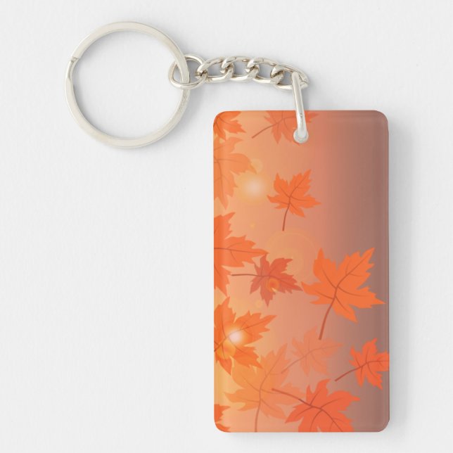 Porte-clefs Design d'automne avec feuilles d'érable et effet b (Devant)