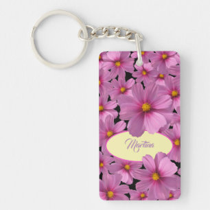 Porte-clefs Design de fleurs de cosmos pourpre sur un Arrière 