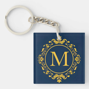 Porte-clefs Design de monogramme doré élégant