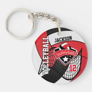 Porte-clefs Design de volley-ball rouge, noir et blanc