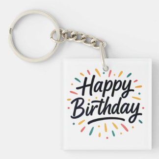 Porte-clefs Design élégant de calligraphie d'anniversaire