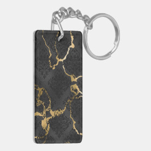 Porte-clefs Design élégant en diamants noir et or