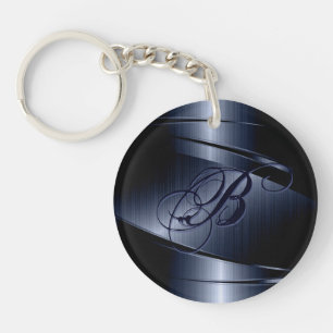 Porte-clefs Design en métal bleu, look en acier inoxydable