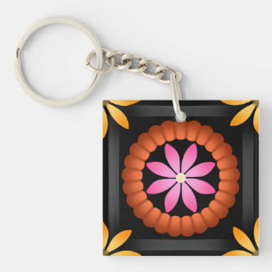 Porte-clefs Design Fleur moderne sur arrière - plan noir