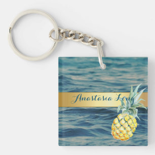 Porte-clefs Design Moderne, Plage, Voir, Ananas
