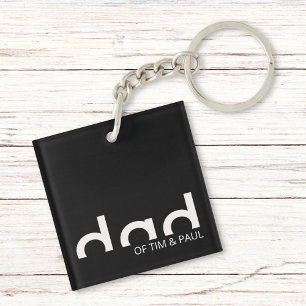 Porte-clefs Design moderne simple père avec enfants Noms enfan