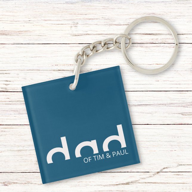 Porte-clefs Design moderne simple père avec enfants Noms enfan (Créateur téléchargé)
