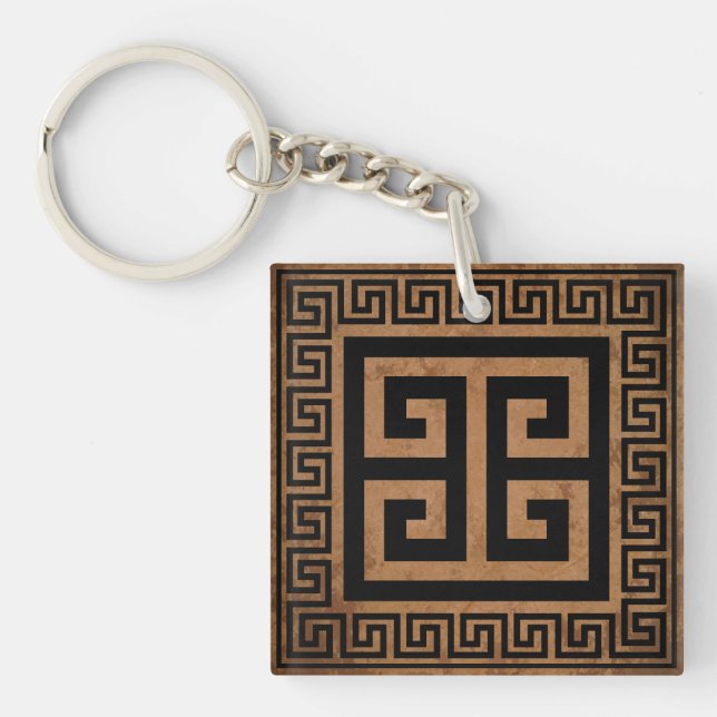 Porte-clefs Design noir Motif grec (Devant)