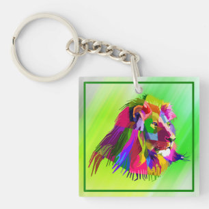 Porte-clefs Design Pop Art Prismatique Tête de Lion-62502
