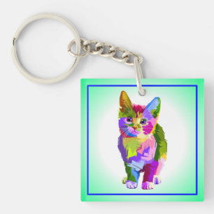 Porte-clefs Design prismatique Stylisé Kitten-32345