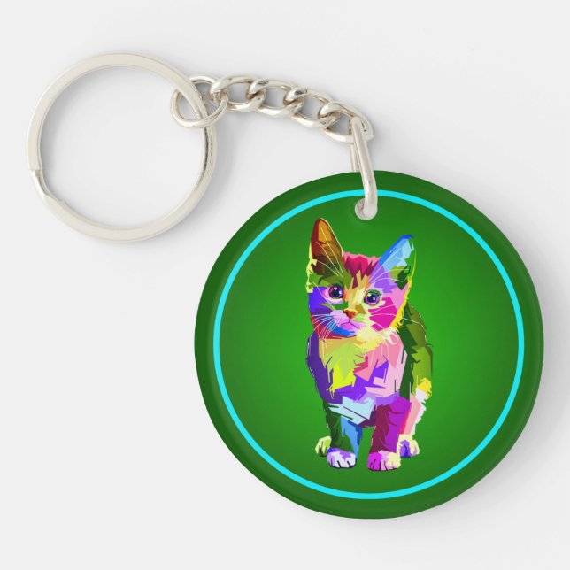 Porte-clefs Design prismatique Stylisé Kitten-32345 (Devant)