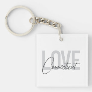 Porte-clefs Design simple, moderne, cool Love Connecticut