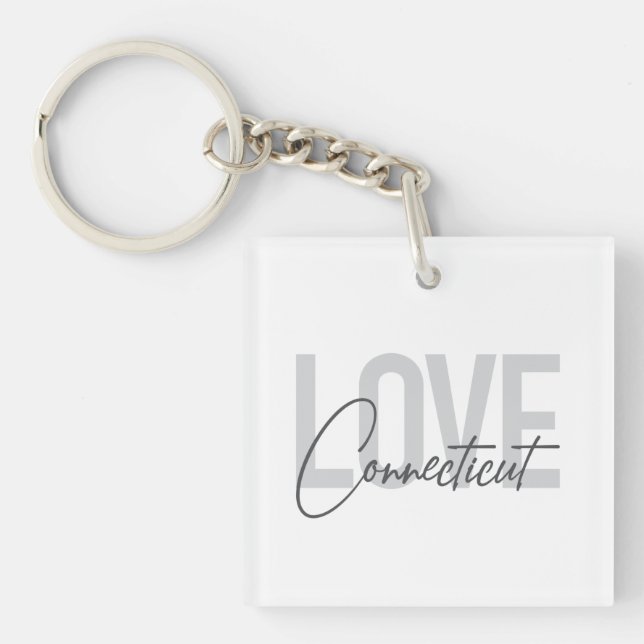 Porte-clefs Design simple, moderne, cool Love Connecticut (Devant)