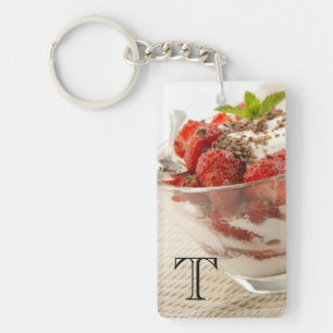 Porte-clefs Dessert de fraise avec du yaourt frais
