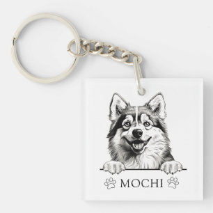 Porte-clefs Dessin à la main de Chien Pomsky personnalisé