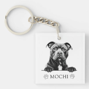 Porte-clefs Dessin à la main de chien robuste personnalisé