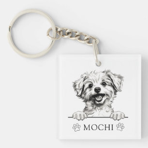 Porte-clefs Dessin à main de chien Pomapoo personnalisé