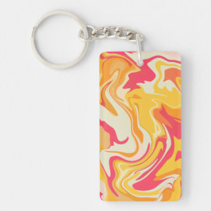 Porte-clefs Dessin Abstrait Tourbillonnant aux Tons Chauds
