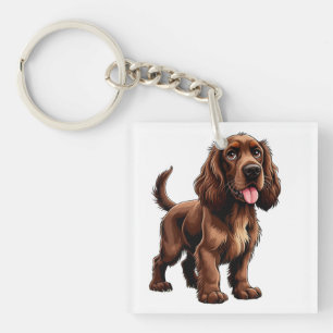 Porte-clefs Dessin animé amical Field Spaniel brun