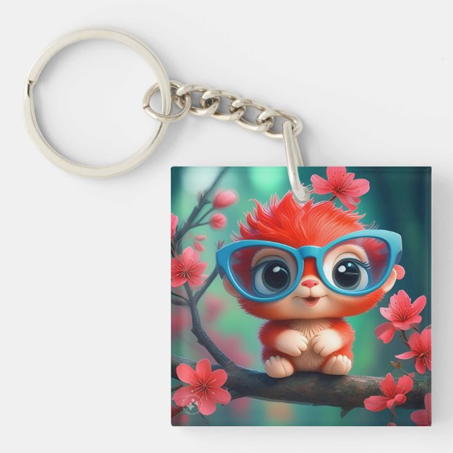Porte-clefs Dessin animé de créature fantastique mignonne avec (Devant)