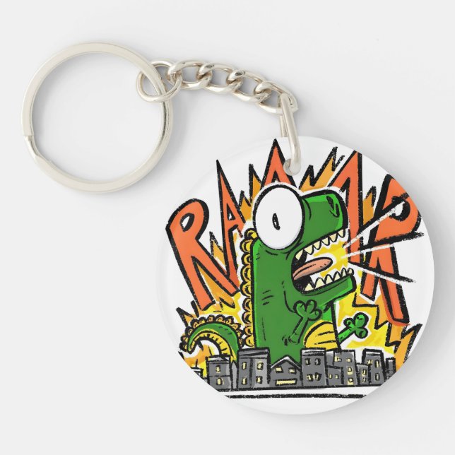 Porte-clefs Dessin animé de dinosaure rugissant (Devant)