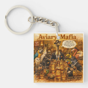 Porte-clefs Dessin animé de la mafia aviaire – Humour de la fa