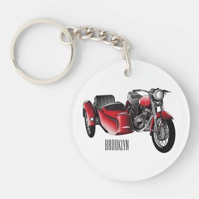 Porte-clefs dessin animé de la moto Sidecar (Devant)