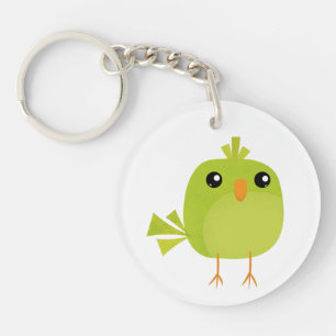Porte-clefs Dessin animé d'oiseau vert