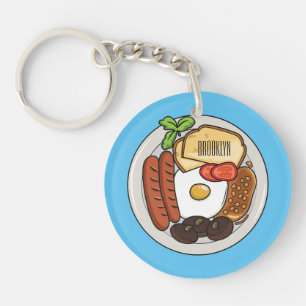 Porte-clefs dessin animé du petit-déjeuner anglais