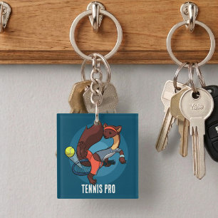 Porte-clefs Dessin animé d'un trick shot de pro de tennis par