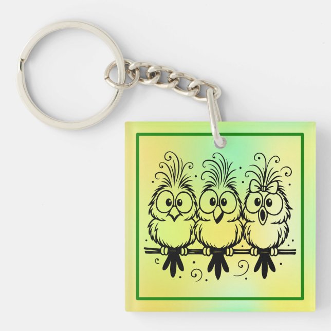 Porte-clefs Dessin Animé Oiseaux Drôles-56456 (Devant)