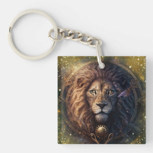 Porte-clefs Dessin aquarelle Signe du zodiaque Lion